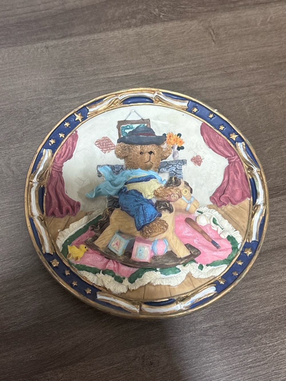 Vintage Ceramic Handpainted 3D Teddy Bear Decorative Plate